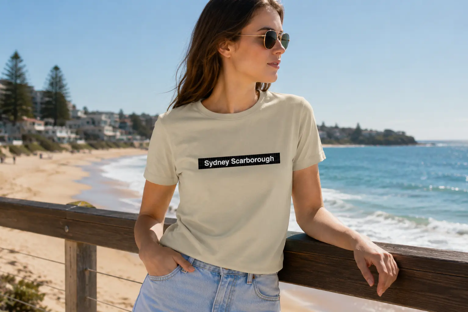 The Sydney Scarborough print, worn