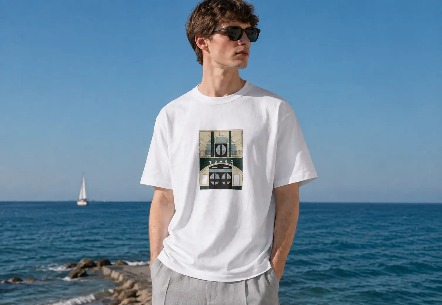 The Tower print, worn